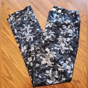 Lena Gabrielle Pants Pull On Black Metallic Floral Stretch Women’s Sz 4